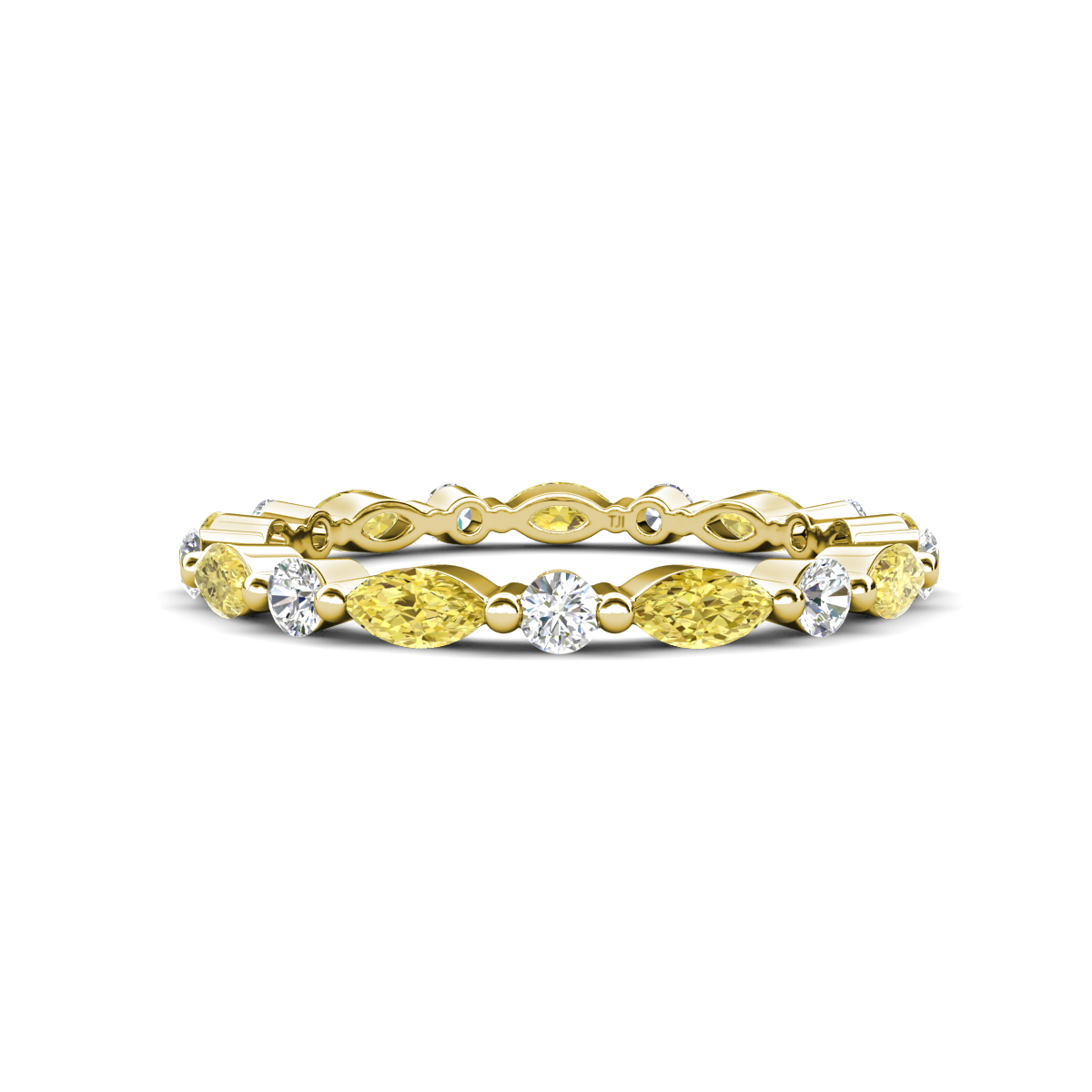Mira 1.04 ctw Marquise Yellow Sapphire and Round Lab Grown Diamond Women Stackable Eternity Band 